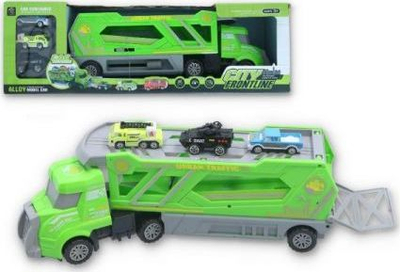 Set lodrash kamion transporti Gazelo 147744, me 3 makina, plastike, jeshile