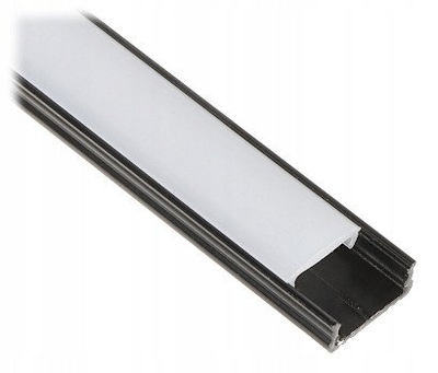 Profil LED me kapak lente Prolum PR LED SB 2m, alumini, sipërfaqe, i zi