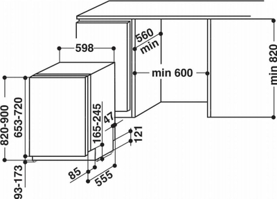 Enëlarëse e integruar Whirlpool WIO 3P33 PL, 60cm, 15 sete, e bardhë