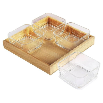 Tabaka druri me 4 enë qelqi për servirje Qelq transparent . UNIMIKS