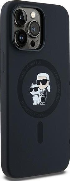Mbulesë telefoni Karl Lagerfeld Liquid Silicone Karl and Choupette, MagSafe, për iPhone 14 Pro Max, e zezë