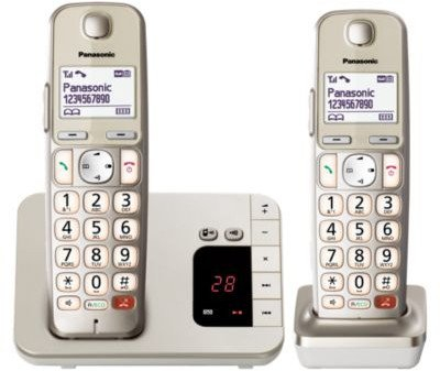 Telefon fiks Panasonic KX-TGE262GN DECT, me sekretari telefonike, me shfaqje thirrësi, ngjyrë shampanjë