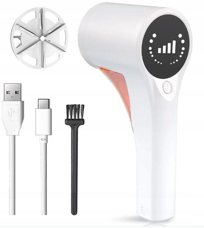 Makineri pa kabllo për heqjen e topthave nga rrobat, me bateri të rikarikume, karikim USB‑C, gri