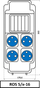 Bllok shpërndarës SEZ ROS 5/X-16, 4x250V 16A, IP54, gri