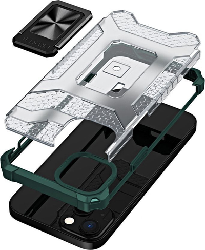 Maskë mbrojtëse Hurtel Crystal Ring Case, për iPhone 13 mini, me unazë magnetike, jeshile transparente