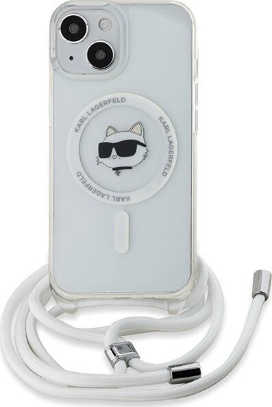 Këllëf telefoni Karl Lagerfeld IML Choupette Head&amp;Cord MagSafe, për iPhone 13 14 15 6.1", me litar, transparent