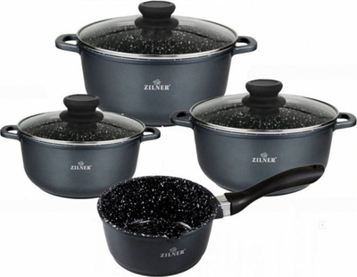 Set tenxheresh Zilner ZL-7026, 7 pjesë, me veshje granit mermeri, i zi