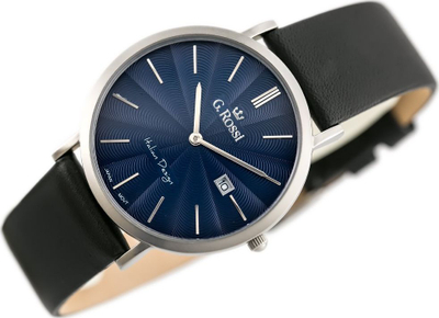 Orë dore G. Rossi 10853A Slim, mekanizëm kuarc, rrip lëkure, blu navy