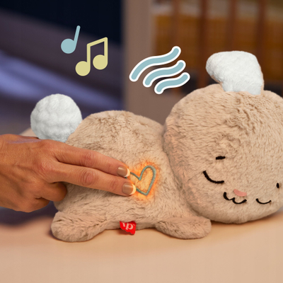 Lodër pelushi Fisher Price Soothe and Settle Bunny, aparat zanor portativ, me dritë qetësuese, shumëngjyrëshe
