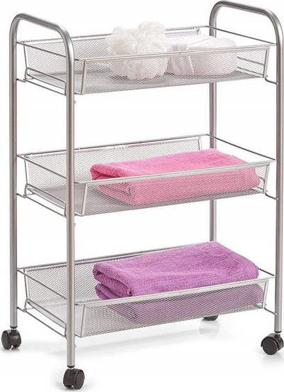 Rafth me rrota Zeller Rolling Cart Mesh, 3 kate, metal, gri