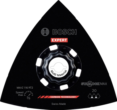 Plato bluarëse Bosch Expert MAVZ 116 RT2, granulim 20, Starlock Max, e zezë