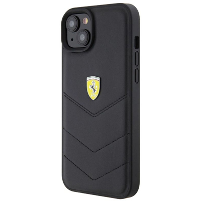 Mbulesë telefoni Ferrari FEHCP15MRDUK për iPhone 15 Plus 6.7", lëkurë, e zezë