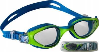 Syze noti Crowell Swimming Goggles, me rrip të rregullueshëm, për kalamoj dhe të rritur, blu jeshile