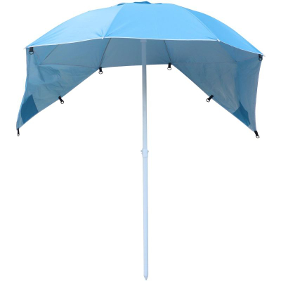 Çadër plazhi XXL, 240cm, me mure anësore, blu
