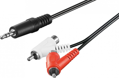 Kabllo adapter audio Wentronic Goobay 502, jack 3.5 mm në 2x RCA, 1.5 m, e zezë