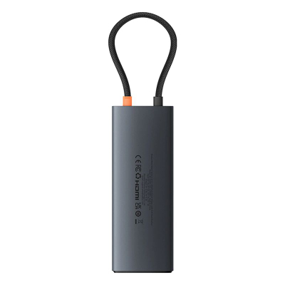 HUB USB C Baseus 10 në 1, Dual HDMI 8K 4K, RJ45 PD 100W, gri e errët