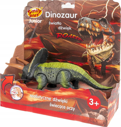 Lodër dinosaur Smily Play Triceratops me drita e zëra, 3+, jeshil