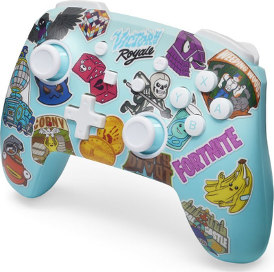 Kontrollor wireless PowerA Enhanced për Nintendo Switch, Fortnite Sticker Mania, Bluetooth, i kaltër