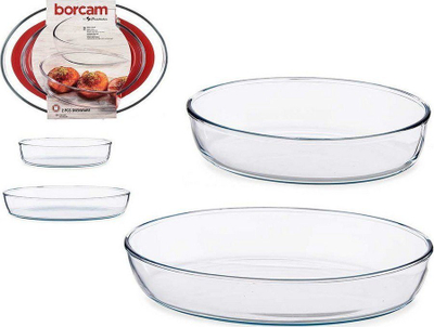Set enësh xhami rezistente ndaj nxehtësisë Pasabahce, ovale, transparente, 2 copë