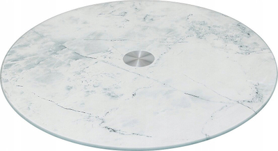 Pjatë rrotulluese 5five White Marble Effect, xham i temperum, mermer i bardhë