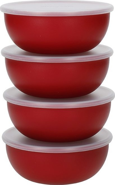 Set tasash kuzhine KitchenAid Pinch, 4 copë, me kapakë, e kuqe Empire Red