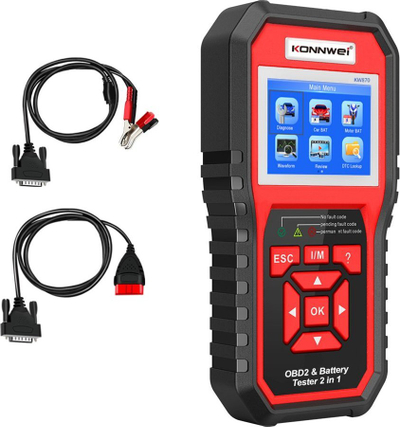 Skaner OBD2 dhe tester baterie Konnwei KW870, 6–12V, ekran 2.4", i zi