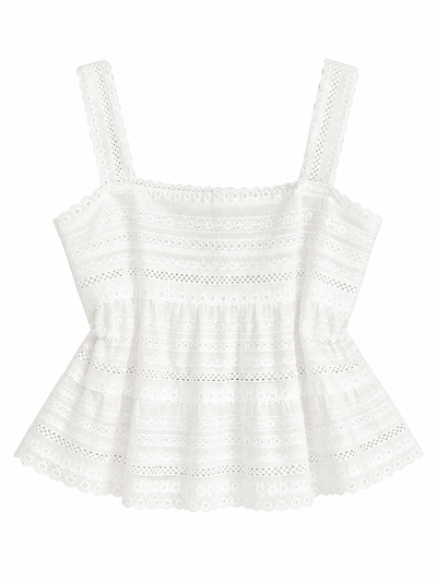 White Peplum Cami Top