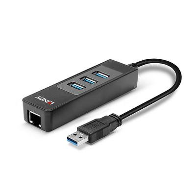 USB hub Lindy LY-43176, 3 porta USB 3.0, Gigabit Ethernet, i zi