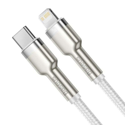 Kabllo karikimi Baseus CATLJK-A02, USB C në Lightning, 1 m, e bardhë