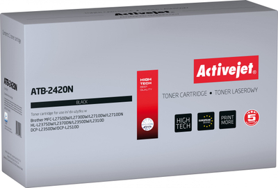 Toner printeri Activejet ATB-2420N, zëvendësim për Brother TN-2420A, 3000 faqe, i zi