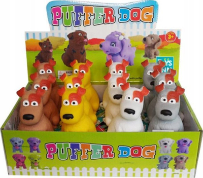Lodër antistres Toys Inn Puffer Dog, formë qeni, gomë e butë, ngjyra të ndryshme
