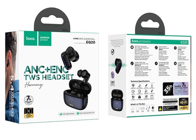 Безжични слушалки Hoco EQ20, Bluetooth 5.4, ANC ENC, црни