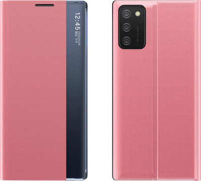 Kapak telefoni Clear View New Sleep Case për Samsung Galaxy A03s, me kapak dhe me këmbë mbajtëse, rozë