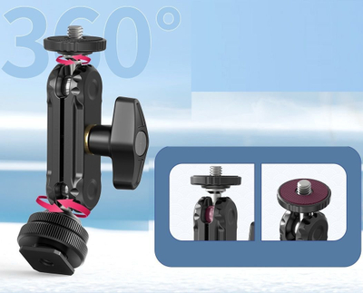 Mbajtëse Ulanzi R098 Double Ball Head, kokë e dyfishtë 360°, cold shoe, e zezë