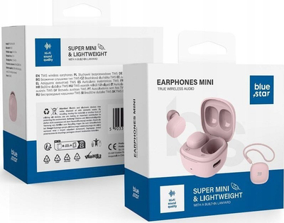 Kufje Bluetooth Blue Star Earphones Mini A19, TWS, Bluetooth 5.3, rozë