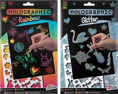 Set kreativ për vizatime scratch off Glittering and Rainbow, me shkëlqim, shumëngjyrësh