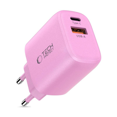Karikues muri Tech-Protect NCA20, 20W PD QC3.0, USB-A USB-C, rozë