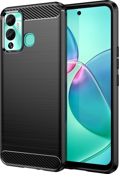 Kllëf telefoni Hurtel Carbon Case për Infinix Hot 12 Play NFC, silikoni i butë e i lëvizshëm, efekt karboni, i zi