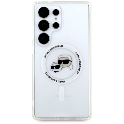 Futrollë telefoni Karl Lagerfeld Button Karl &amp; Choupette, për Samsung Galaxy S25 Ultra, MagSafe, e bardhë