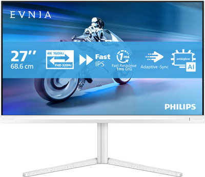 Монитор Philips Evnia 5000 27", 4K UHD, LCD, бел