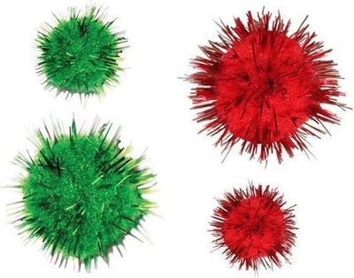 Set pompone zbukuruese Titanum Glitter, 30 copë, 10 dhe 20 mm, të kuqe dhe jeshile