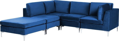 Kolltuk këndor Beliani Evja, 4 vende, kadife, blu