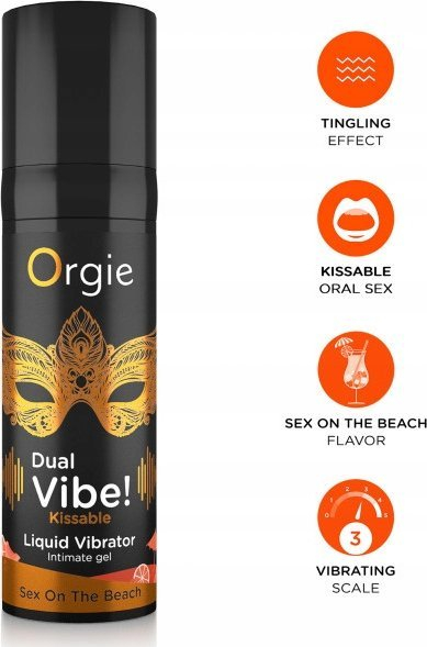 Xел стимулативен Orgie Dual Vibe Kissable, држествен ефект, арома Sex on the Beach