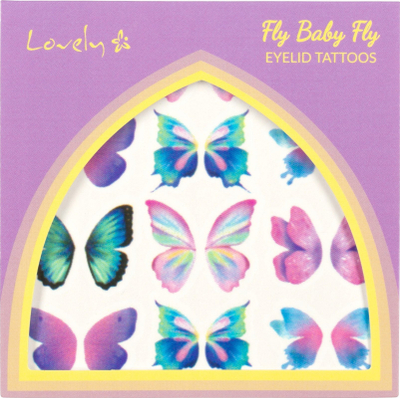 Tatuazh kapakësh Lovely Fly Baby Fly, 12 palë, flutura shumëngjyrëshe
