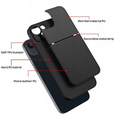 Mbulesë telefoni OEM NOBLE Case për iPhone 17, TPU PU, kompatibile me mbajtëse magnetike, e zezë