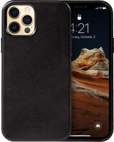Kapak telefoni Crong Essential Cover, për iPhone 12 Pro Max, lëkurë eco, i zi