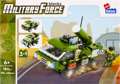 Lodra ndërtuese Alleblox AB3034 Military, 180 blloqe, 3 në 1, me ngjyra