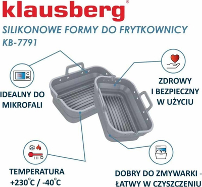 Силиконски инсерти за правоаголна фритеза Klausberg KB-7791, сет 2 парчиња, бели