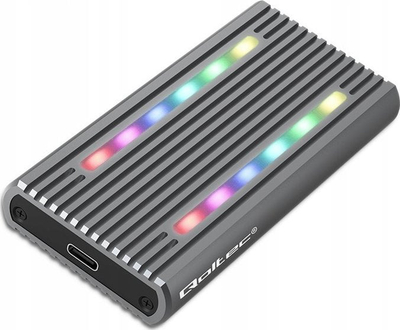 Kuti e jashtme Qoltec për SSD M.2, SATA NVMe, USB C, RGB LED, 4TB