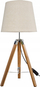 Lampë tavoline Runo H58, tripod bambu, abazhur bezhë prej tekstili